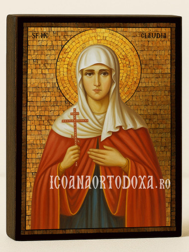 Icoană cu Sfânta Claudia cu mozaic auriu decorativ