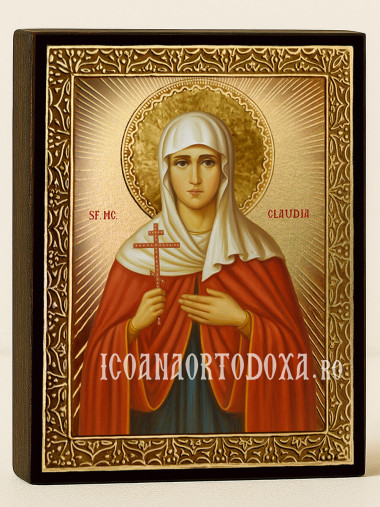 Icoană aurită cu Sfânta Claudia cu raze decorative