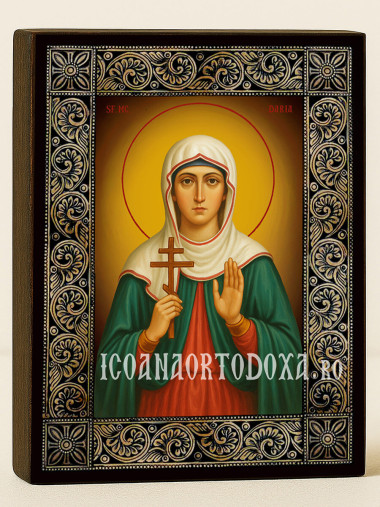 Icoană cu Sfânta Daria cu ramă florală decorativă