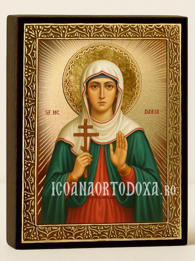 Icoană aurită cu Sfânta Daria cu raze decorative