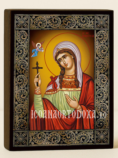Icoană cu Sfânta Doroteia cu ramă florală decorativă
