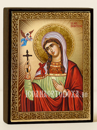Icoană aurită cu Sfânta Doroteia cu raze decorative