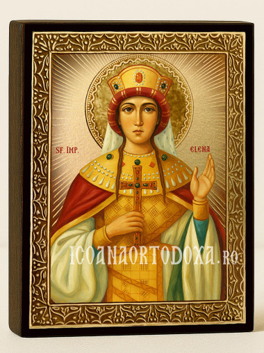 Icoană aurită cu Sfânta Elena cu raze decorative