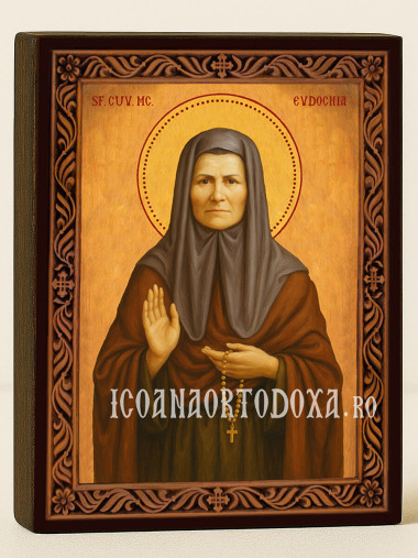 Icoană cu Sfânta Evdochia cu ramă decorativă stil sculptat