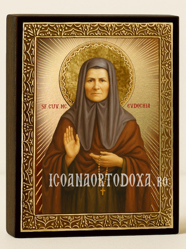 Icoană aurită cu Sfânta Evdochia cu raze decorative