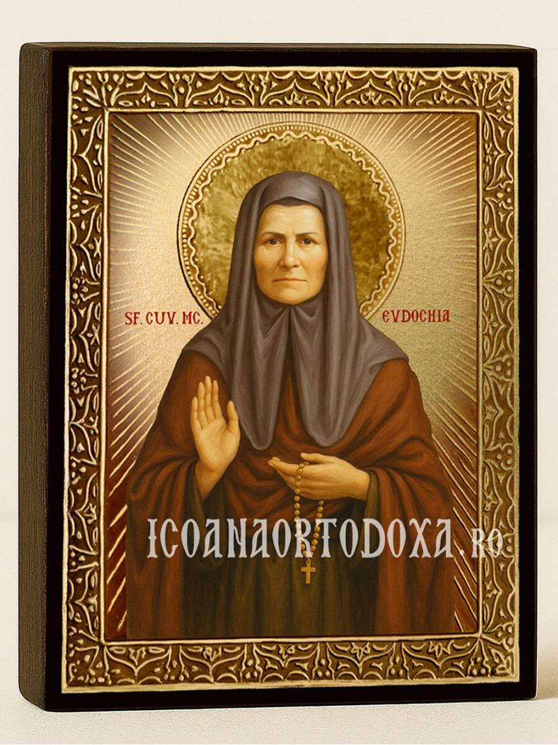 Icoană aurită cu Sfânta Evdochia cu raze decorative