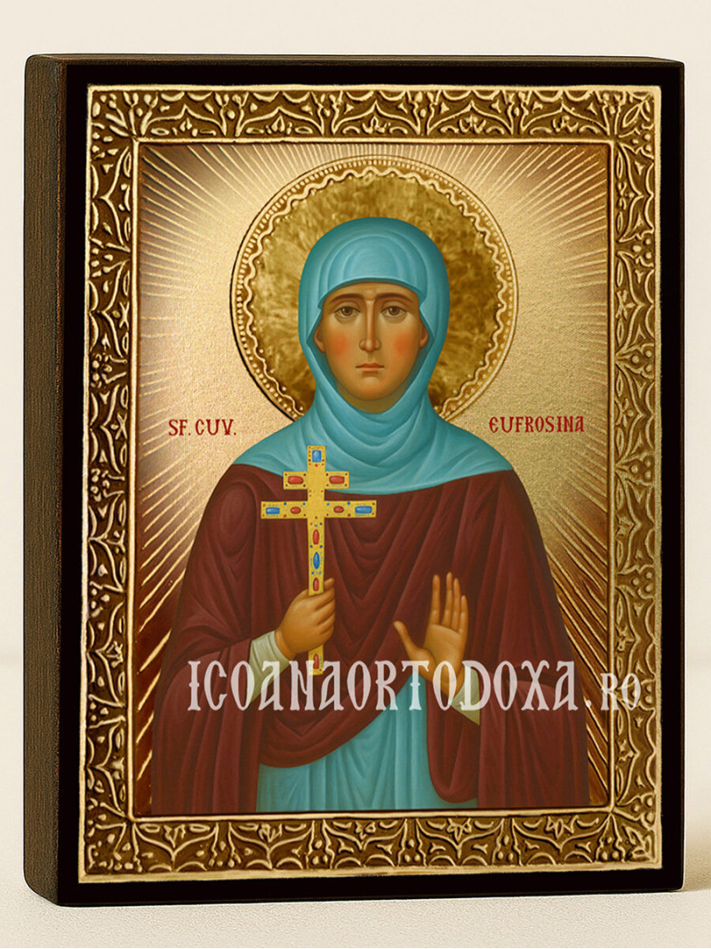 Icoană aurită cu Sfânta Evfrosina cu raze decorative