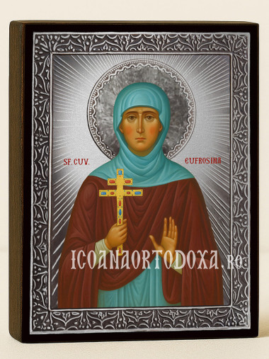 Icoană cu Sfânta Evfrosina cu raze argintii decorative