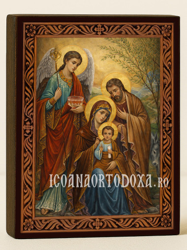 Icoană a Sfintei Familii cu ramă decorativă