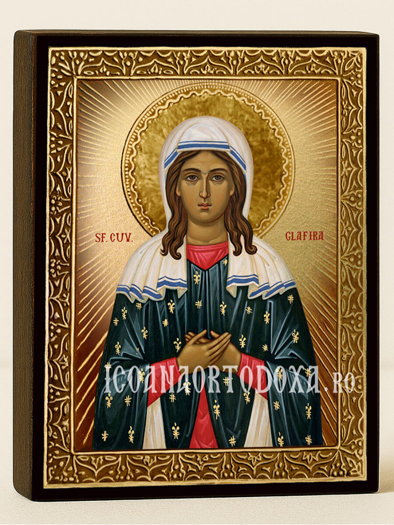 Icoană aurită cu Sfânta Glafira cu raze decorative
