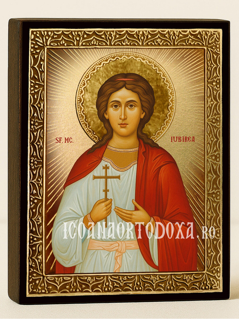Icoană cu Sfânta Iubirea cu raze aurii decorative