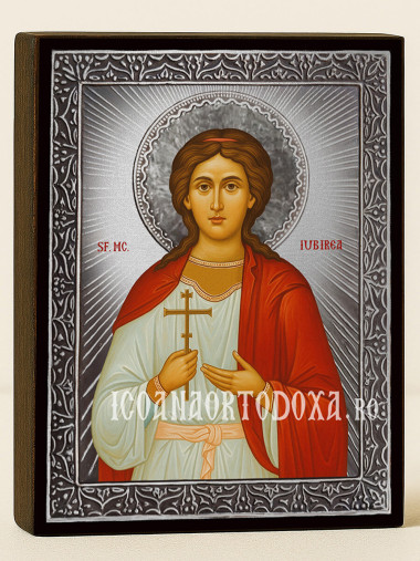 Icoană cu Sfânta Iubirea cu raze argintii decorative