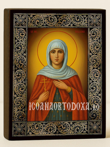 Icoană cu Sfânta Iuliania din Iliopolis cu ramă florală decorativă