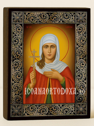 Icoană cu Sfânta Larisa cu ramă florală decorativă