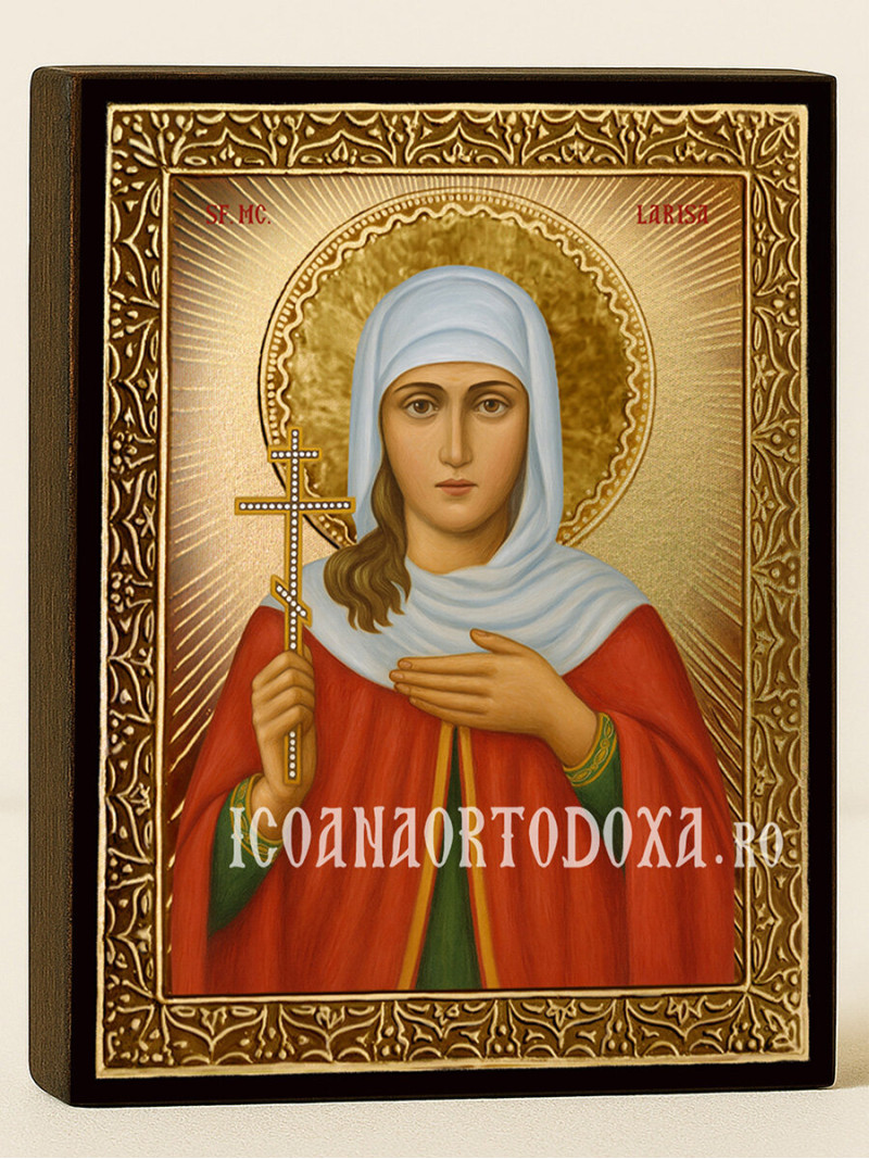 Icoană aurită cu Sfânta Larisa cu raze decorative