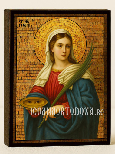 Icoană cu Sfânta Lucia cu mozaic auriu