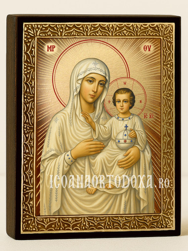 Icoană cu Sfânta Maica Domnului Ierusalim cu raze aurii decorative