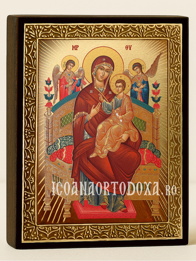 Icoană cu Sfânta Maica Domnului Pantanassa cu raze aurii decorative