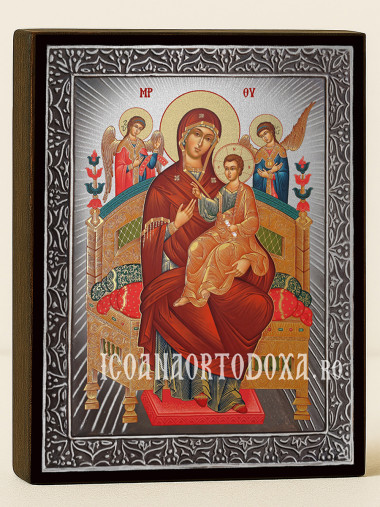 Icoană cu Sfânta Maica Domnului Pantanassa cu raze argintii decorative