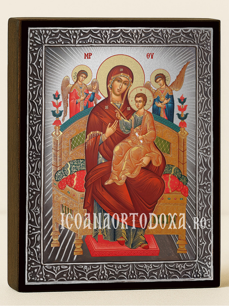 Icoană cu Sfânta Maica Domnului Pantanassa cu raze argintii decorative