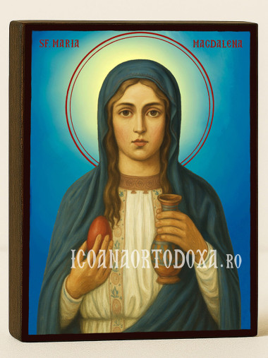 Icoană cu Sfânta Maria Magdalena cu fundal ceresc