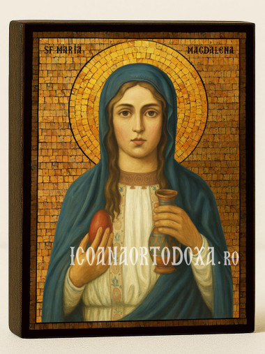 Icoană cu Sfânta Maria Magdalena cu mozaic auriu