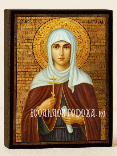 Icoană cu Sfânta Natalia cu mozaic auriu