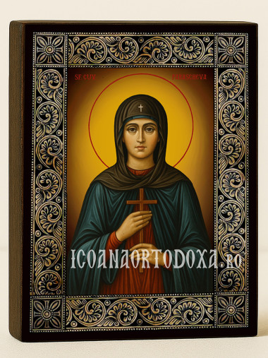 Icoană cu Sfânta Parascheva cu ramă florală decorativă