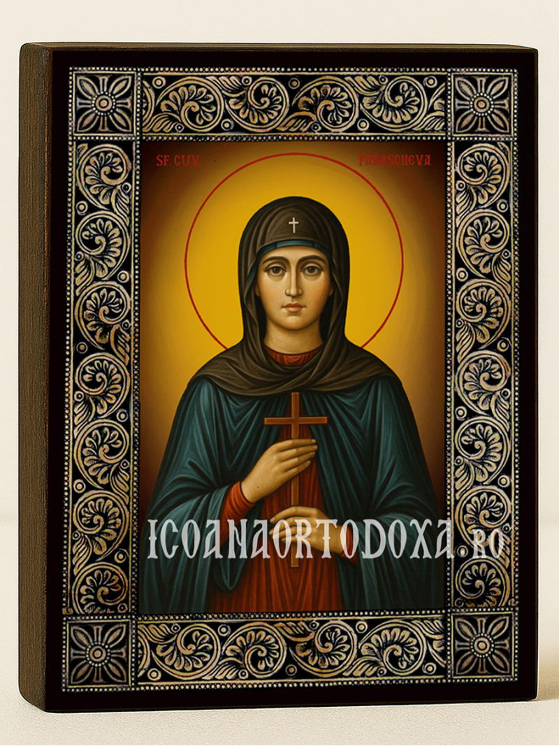 Icoană cu Sfânta Parascheva cu ramă florală decorativă