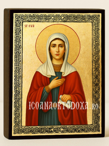 Icoană aurită cu Sfânta Strămoașa Eva și ramă decorativă