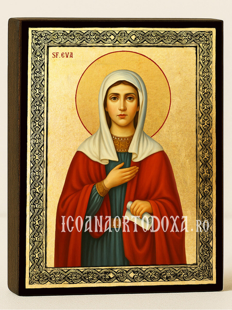 Icoană aurită cu Sfânta Strămoașa Eva și ramă decorativă