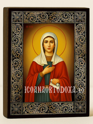 Icoană cu Sfânta Strămoașa Eva cu ramă florală decorativă