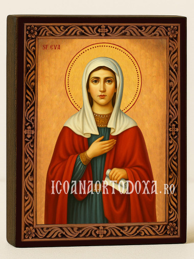 Icoană cu Sfânta Strămoașa Eva cu ramă decorativă stil sculptat