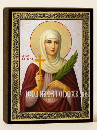 Icoană din argint cu Sfânta Tatiana și ramă aurită