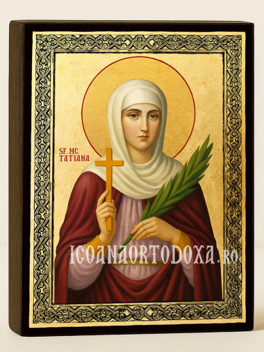 Icoană aurită cu Sfânta Tatiana și ramă decorativă