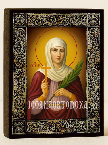 Icoană cu Sfânta Tatiana și ramă florală decorativă