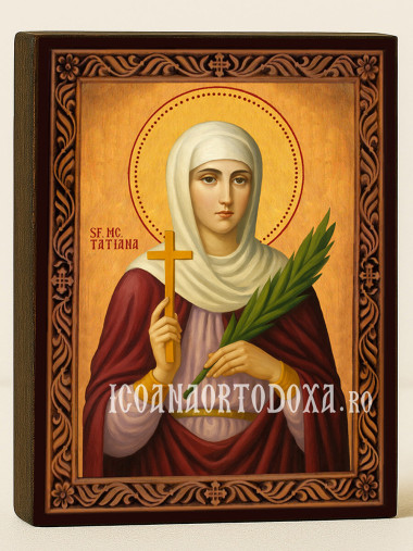 Icoană cu Sfânta Tatiana cu ramă decorativă rustică