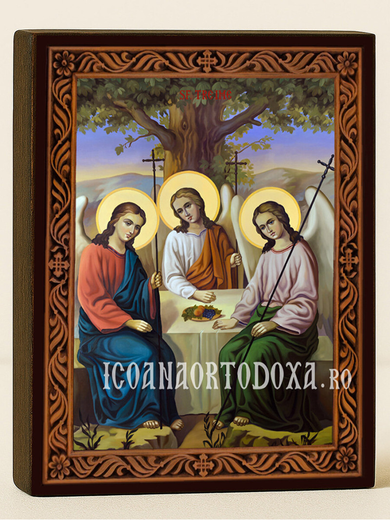 Icoană a Sfintei Treimi (Vechiul Testament) – cu ramă decorativă