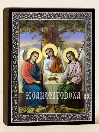Icoană a Sfintei Treimi (Vechiul Testament) – cu ramă argintie