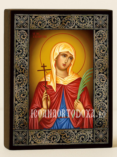 Icoană cu Sfânta Valentina cu ramă florală decorativă