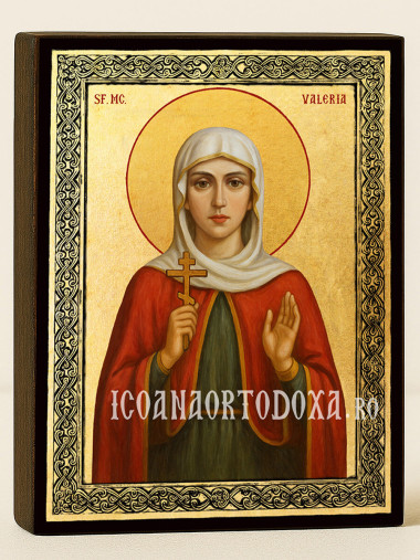 Icoană aurită cu Sfânta Valeria și ramă decorativă