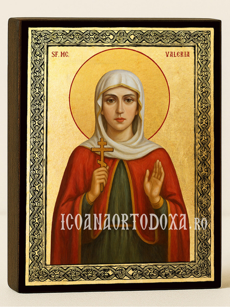 Icoană aurită cu Sfânta Valeria și ramă decorativă