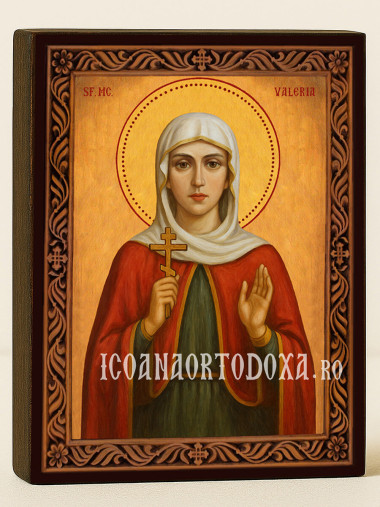 Icoană cu Sfânta Valeria cu ramă decorativă sculpturală