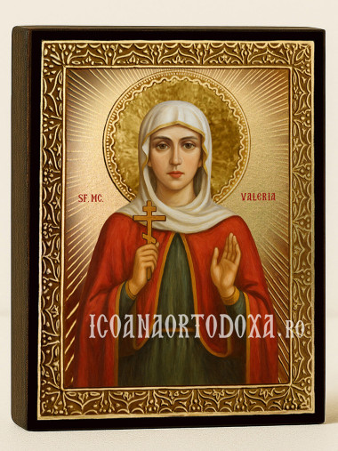 Icoană cu Sfânta Valeria cu raze aurii decorative