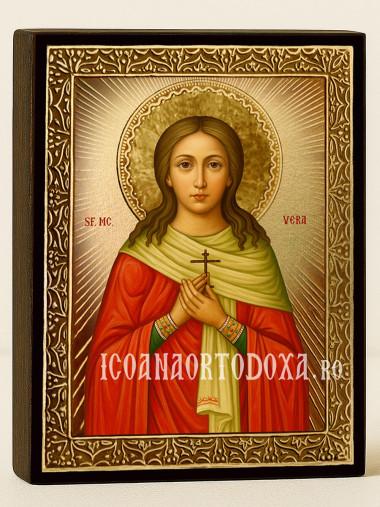 Icoană cu Sfânta Vara cu raze aurii decorative
