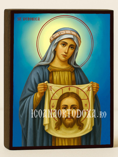 Icoană cu Sfânta Veronica cu fundal ceresc