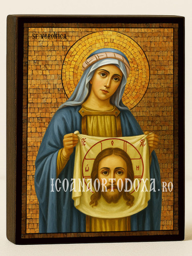 Icoană cu Sfânta Veronica cu mozaic auriu