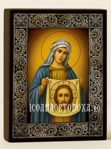 Icoană cu Sfânta Veronica cu ramă florală decorativă