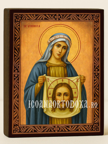 Icoană cu Sfânta Veronica cu ramă decorativă sculpturală