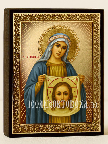 Icoană cu Sfânta Veronica cu raze aurii decorative